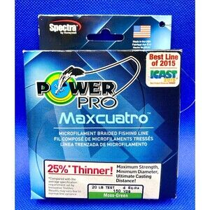 Power Pro Maxcuatro Microfilament Braided Line 20 lb, 150ft Moss Green